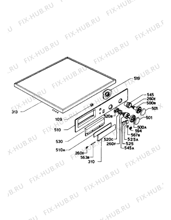 Взрыв-схема стиральной машины Castor CX580 - Схема узла Control panel and lid